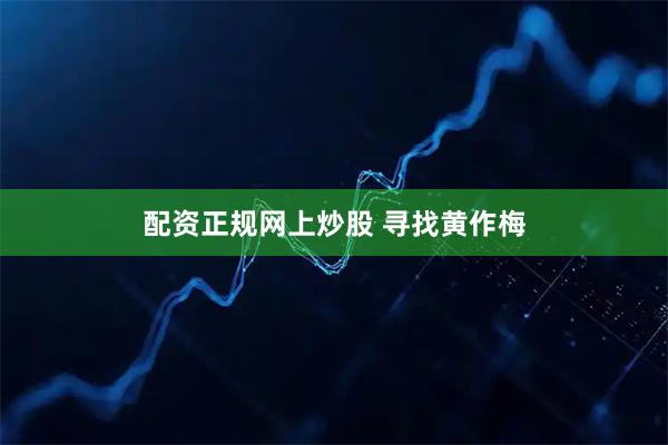 配资正规网上炒股 寻找黄作梅